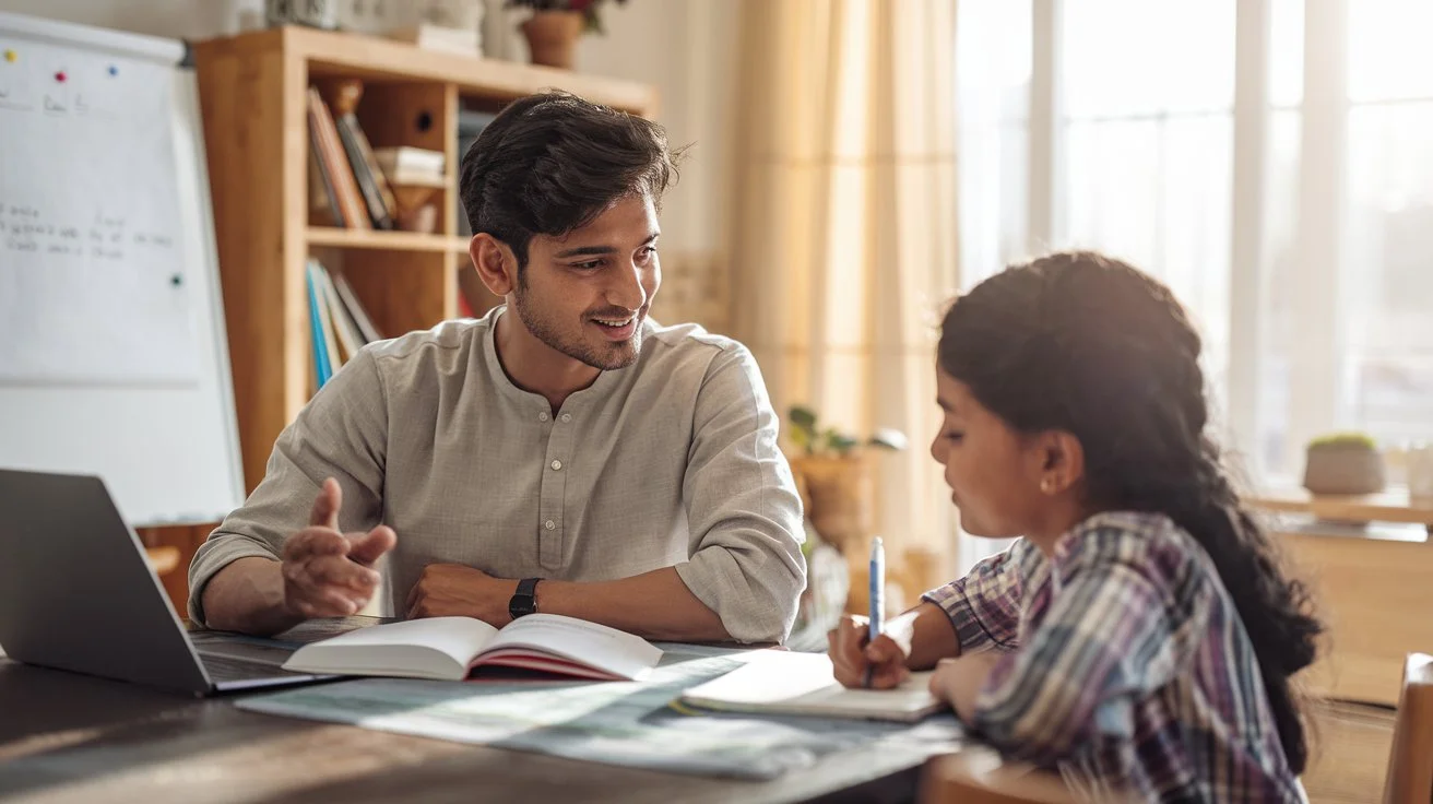 a photo of a young indian tutor teaching t kNj9TjQ K1dpfjij5Qpw TXBd9GZIRq2oTigHp7 r0g